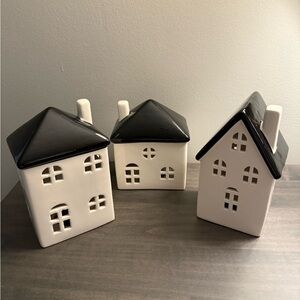 Black and White Ceramic Houses ~ Set of Three